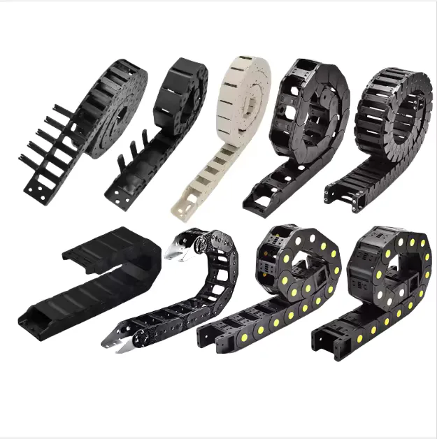TEBAK Drag Chain Cable Carrier Closed Type with End Connectors Plastic for Electrical CNC Router Machines Black