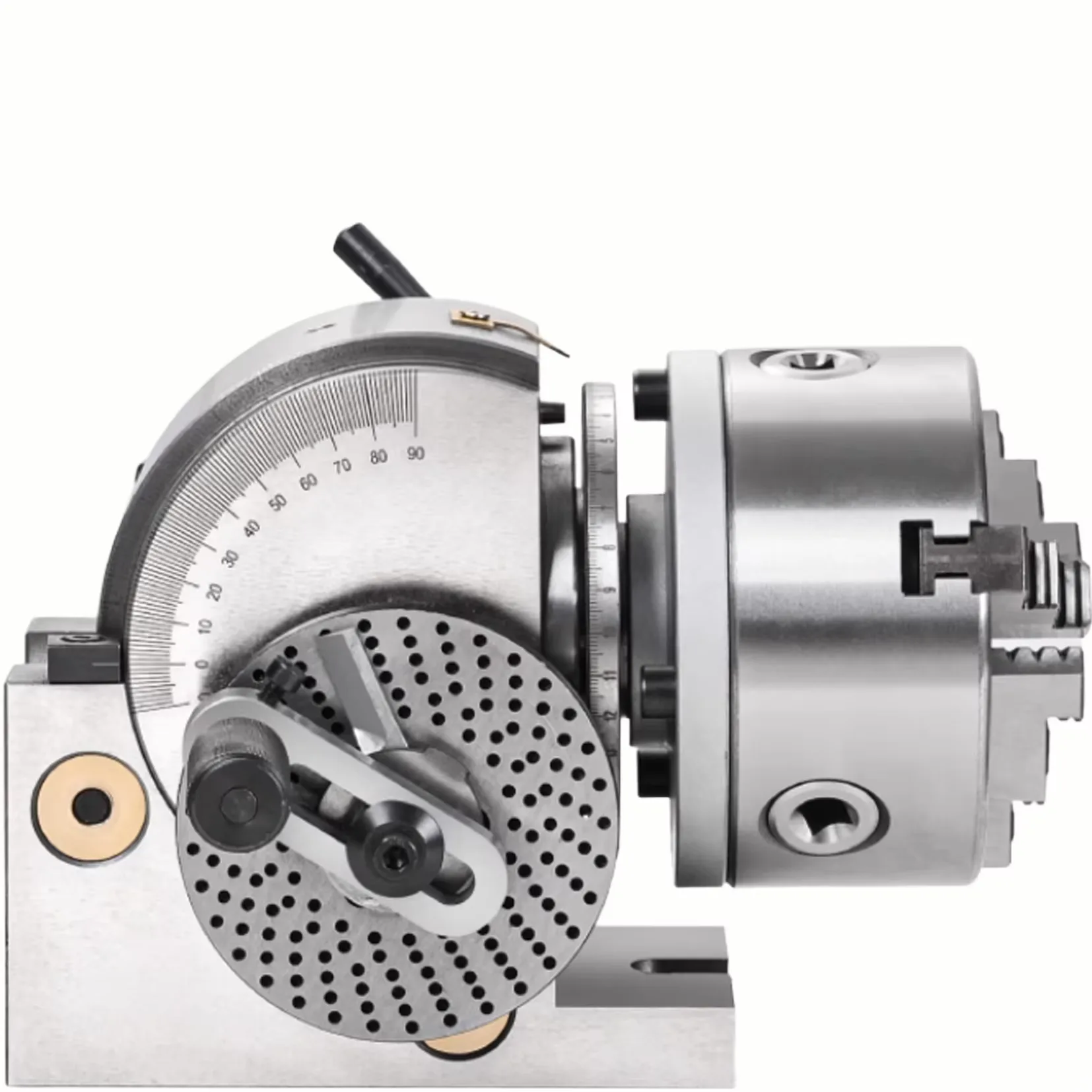TEBAK Dual-position (Standing/Lying) Universal Indexing Head Milling Machine Hard Metal Construction 30kg Weight Rotating view 3