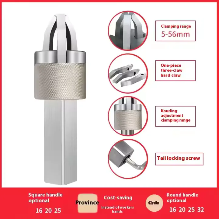 TEBAK CNC Lathe Automatic Three-Jaw Puller Feeder Clip Clamp Gripper with Round Handle Claw