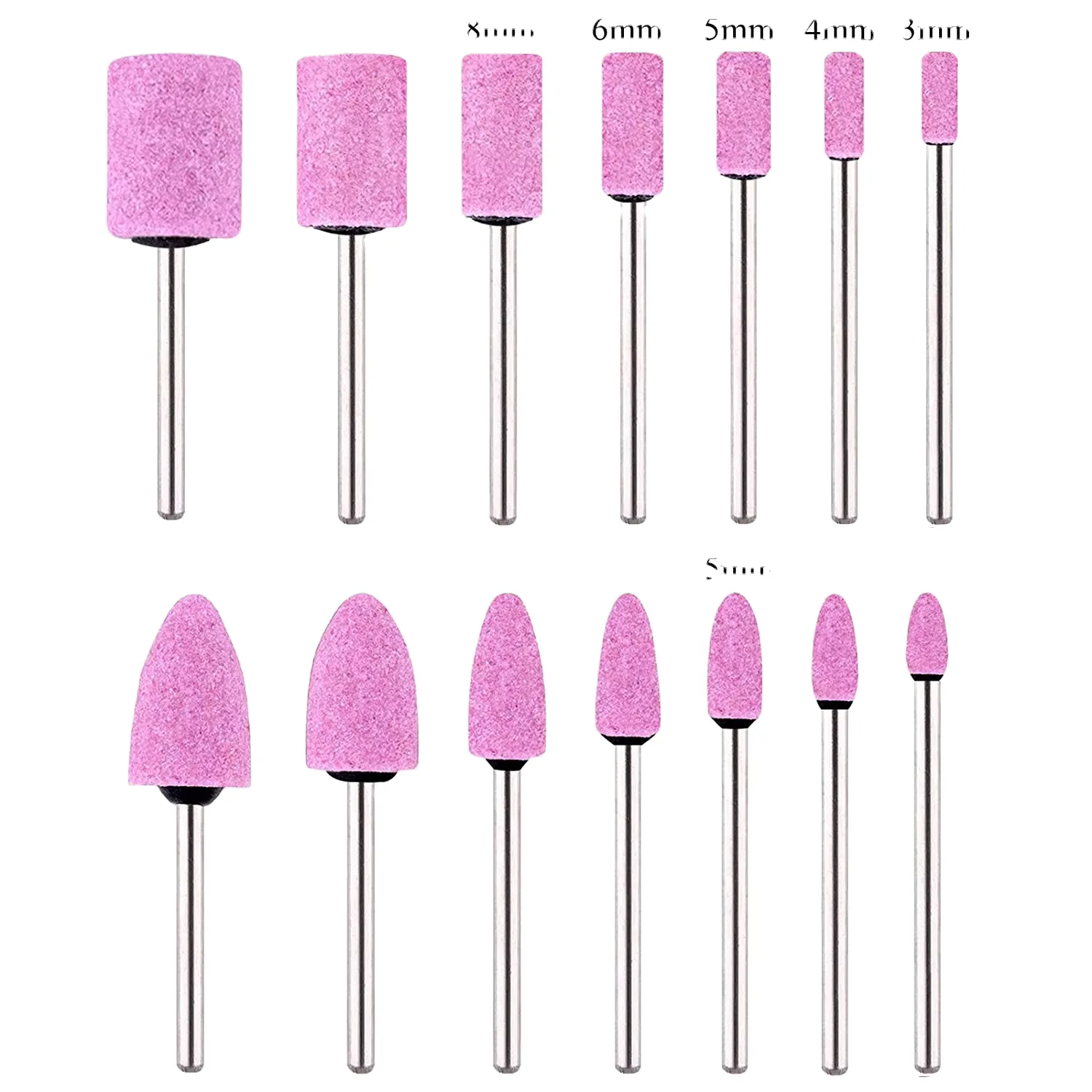 TEBAK 14-Piece Red Corundum Abrasive Pink Grinding Head Stone Rust Removal Grinding Drills & OBM Customizable for Sanding