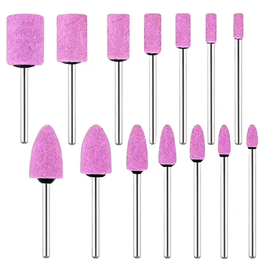 TEBAK 14-Piece Red Corundum Abrasive Pink Grinding Head Stone Rust Removal Grinding Drills & OBM Customizable for Sanding view 5
