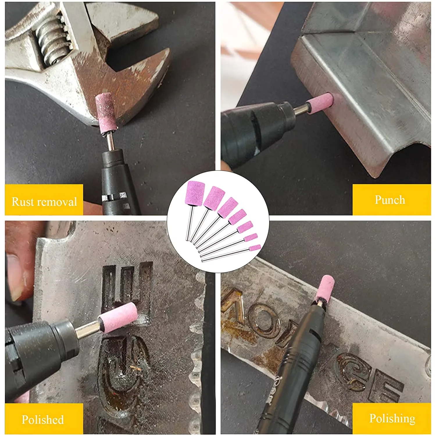 TEBAK 14-Piece Red Corundum Abrasive Pink Grinding Head Stone Rust Removal Grinding Drills & OBM Customizable for Sanding view 6