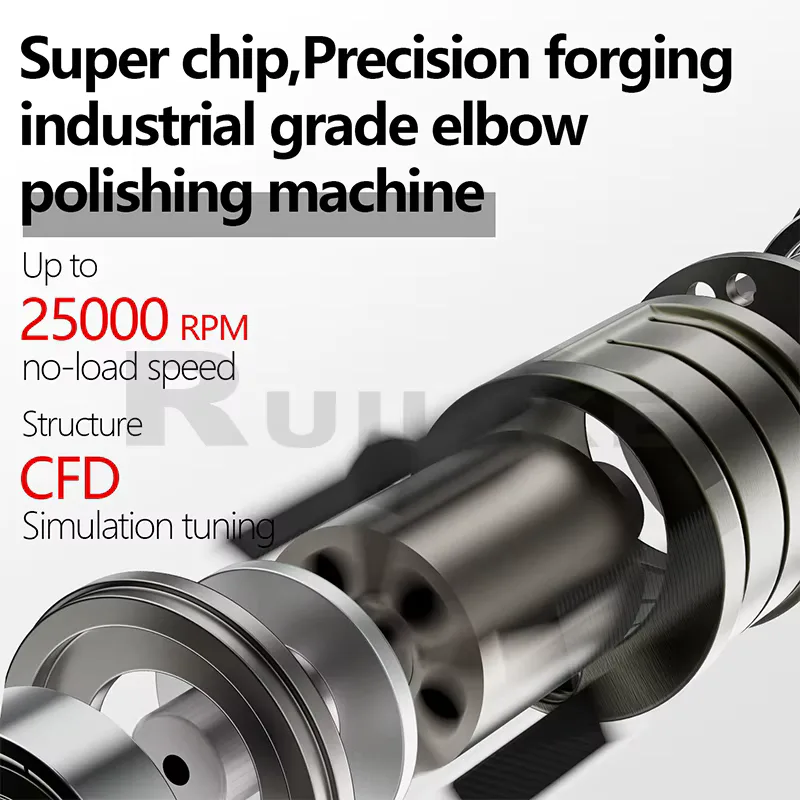 TEBAK Pneumatic Abrasive Grinding Machine with Turbine Motor Variable Speed Right Angle Grip for Stainless Steel Applications view 5