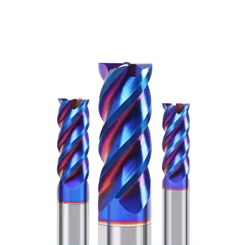 TEBAK Solid Carbide End Mill CNC Milling Cutter High Precision Metal Cutting Tools HRC65 Flat Endmill 4 Flute Machining Bit