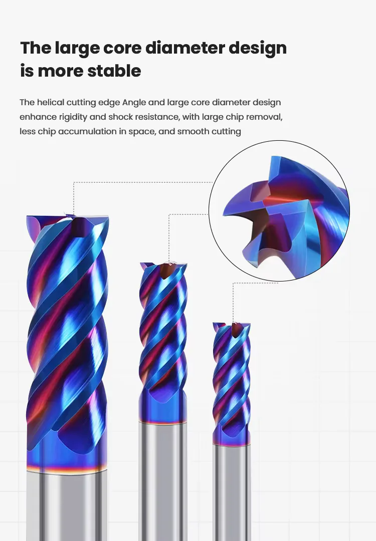 TEBAK Solid Carbide End Mill CNC Milling Cutter High Precision Metal Cutting Tools HRC65 Flat Endmill 4 Flute Machining Bit view 5