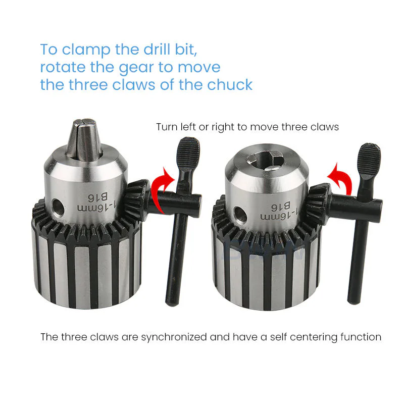 TEBAK Heavy Duty Key Type 3 Jaw B18 10mm 16mm 20mm Stainless Steel 13mm Drill Chuck Adapter view 4