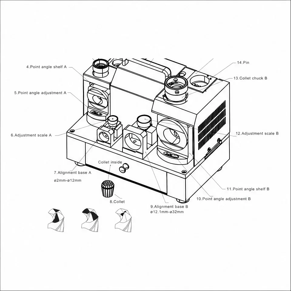 TEBAK TB-G3 Complex Multi-Function Drill Grinding Machine Drill Sharpener with Ce