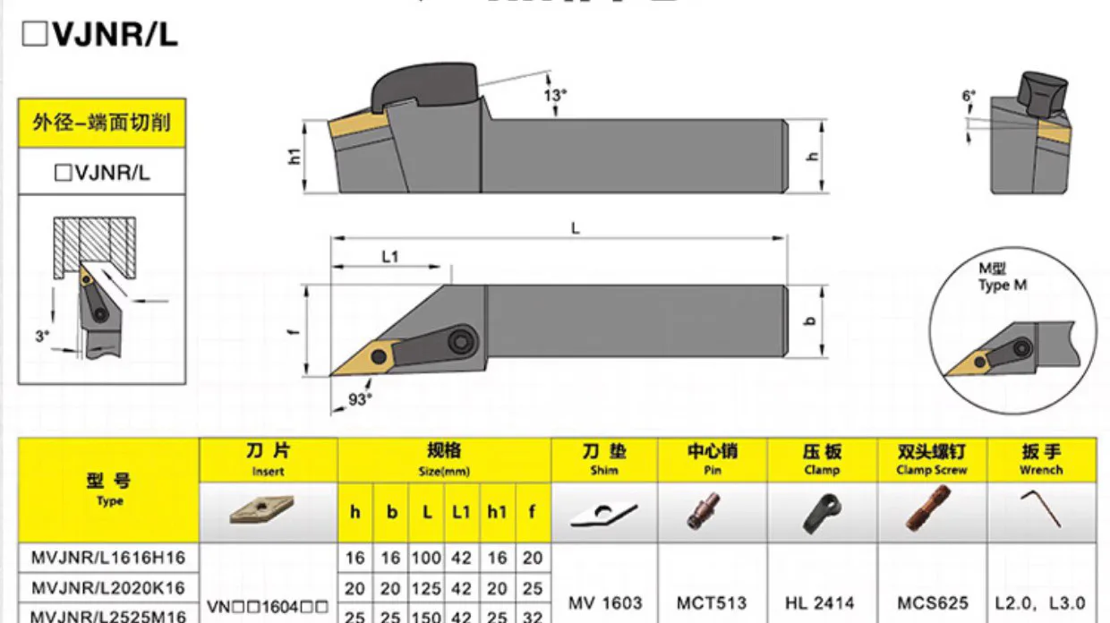 TEBAK 93 Degrees Mvjnr/l1616h16 External Tool Holder Cnc Turning Tool Holder For Vnmg Insert view 6