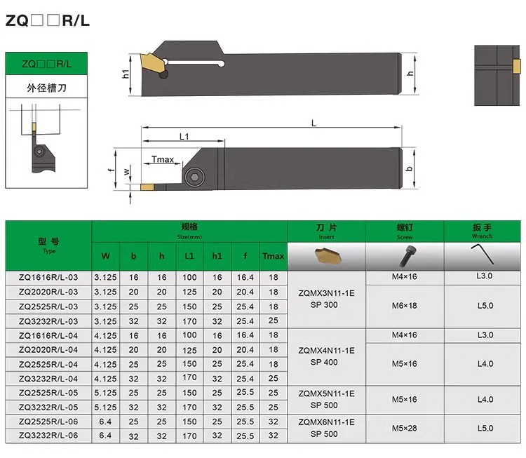 TEBAK Cnc Groove Cutter Cutting Tool Bar Zq2020r/2525r-3-4 Single Head External Cutting Tool Lathe Tool Groove Cutter view 4