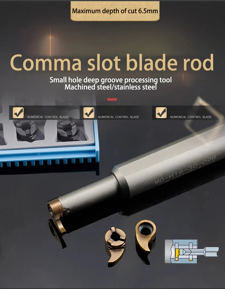 TEBAK Numerical Control Inner Hole Deep Groove Blade Small Hole Groove Digging Comma Blade Shank Mb-05gr/07gr/09gr Arc Angle view 3