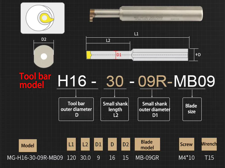 TEBAK Numerical Control Inner Hole Deep Groove Blade Small Hole Groove Digging Comma Blade Shank Mb-05gr/07gr/09gr Arc Angle view 4