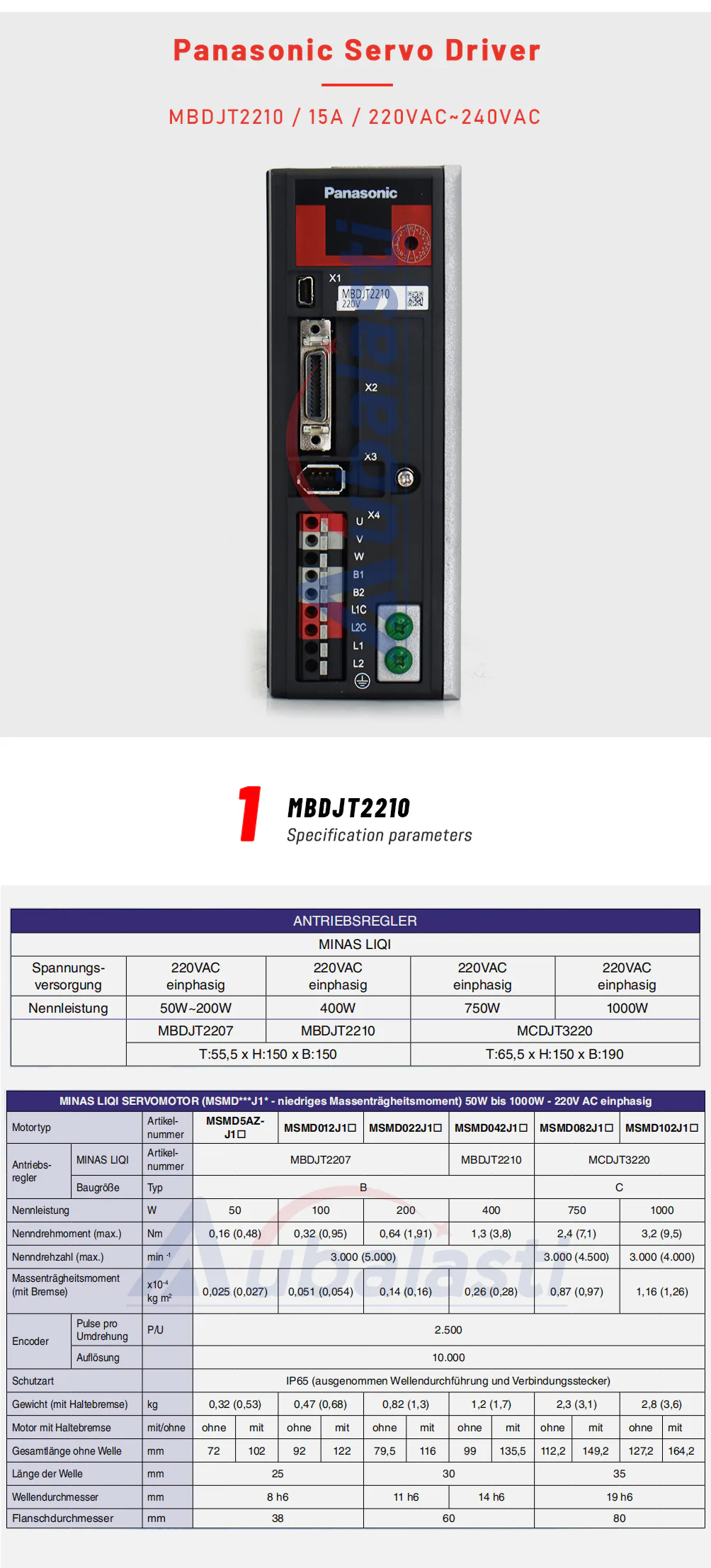 TEBAK Industrial Automation Control Servo Driver MBDJT2210 15A 220VAC~240VAC view 2