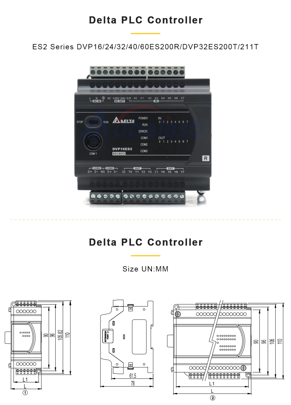 TEBAK PLC Controller DVP ES2 Series DVP16ES200R DVP16ES200T DVP24ES200R DVP24ES200T DVP32ES200R/T DVP40ES200R/T DVP32XP200R/T view 2