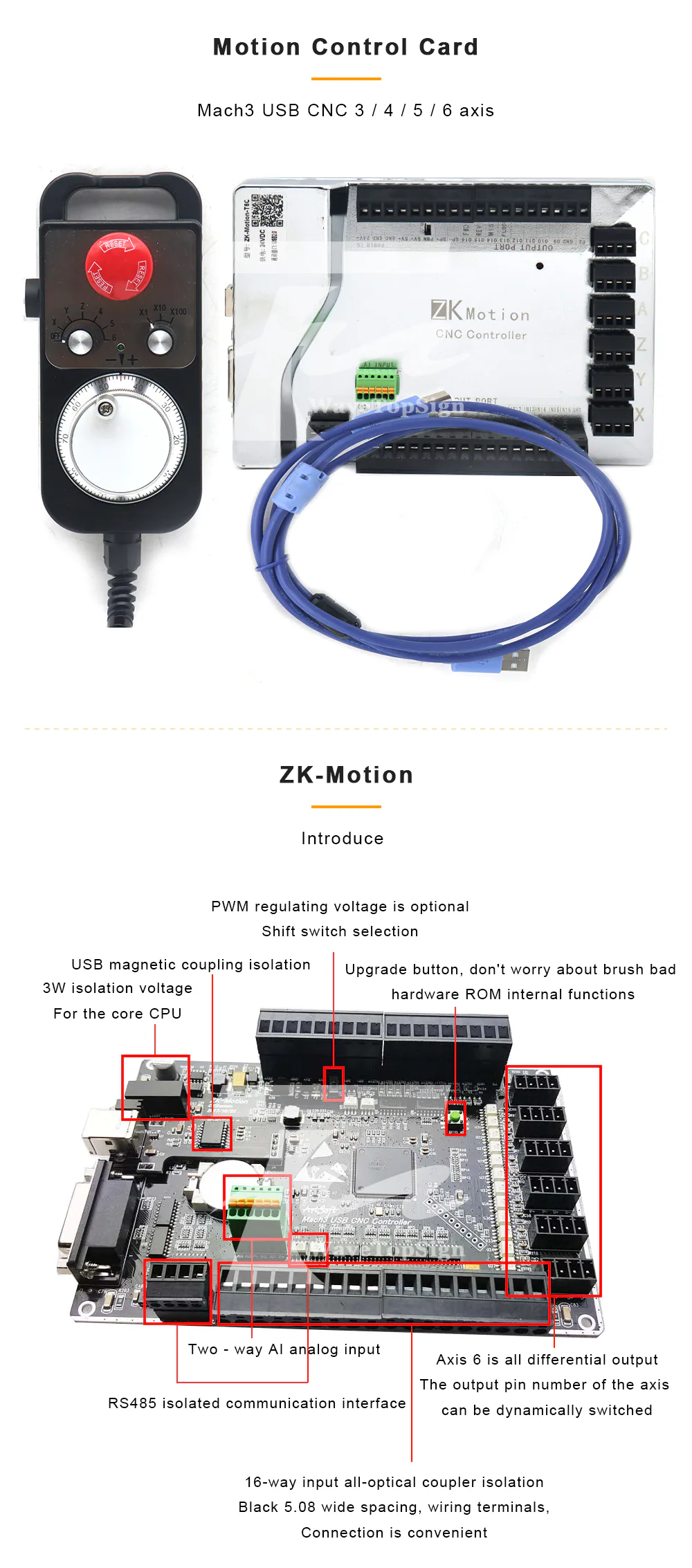 TEBAK Mach3 USB CNC 3 4 5 6axis 5axis Engraving Locomotive Bed Interface Board Motion Control Card High-Speed Differential view 2