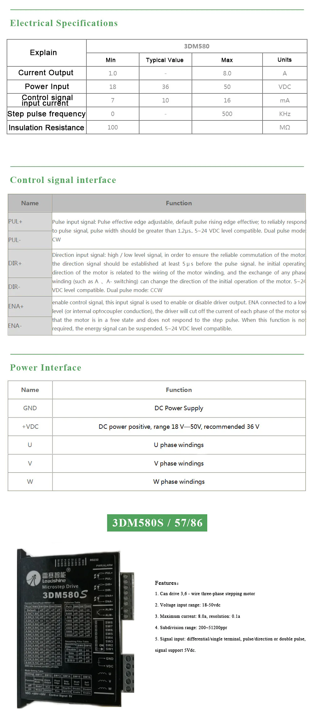 TEBAK 3 Phase Stepper Driver 3DM580 3DM683 with 57 Serial Step Motor 0.5-8.3A 20-60VDC for Nema23 Nema34 Motor Controller view 3