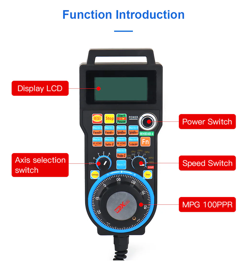 TEBAK LHB04B 4axis 6axis Mach3 Wired MPG Pendant Handwheel CNC Controller for CNC Route Engraving Machine view 5