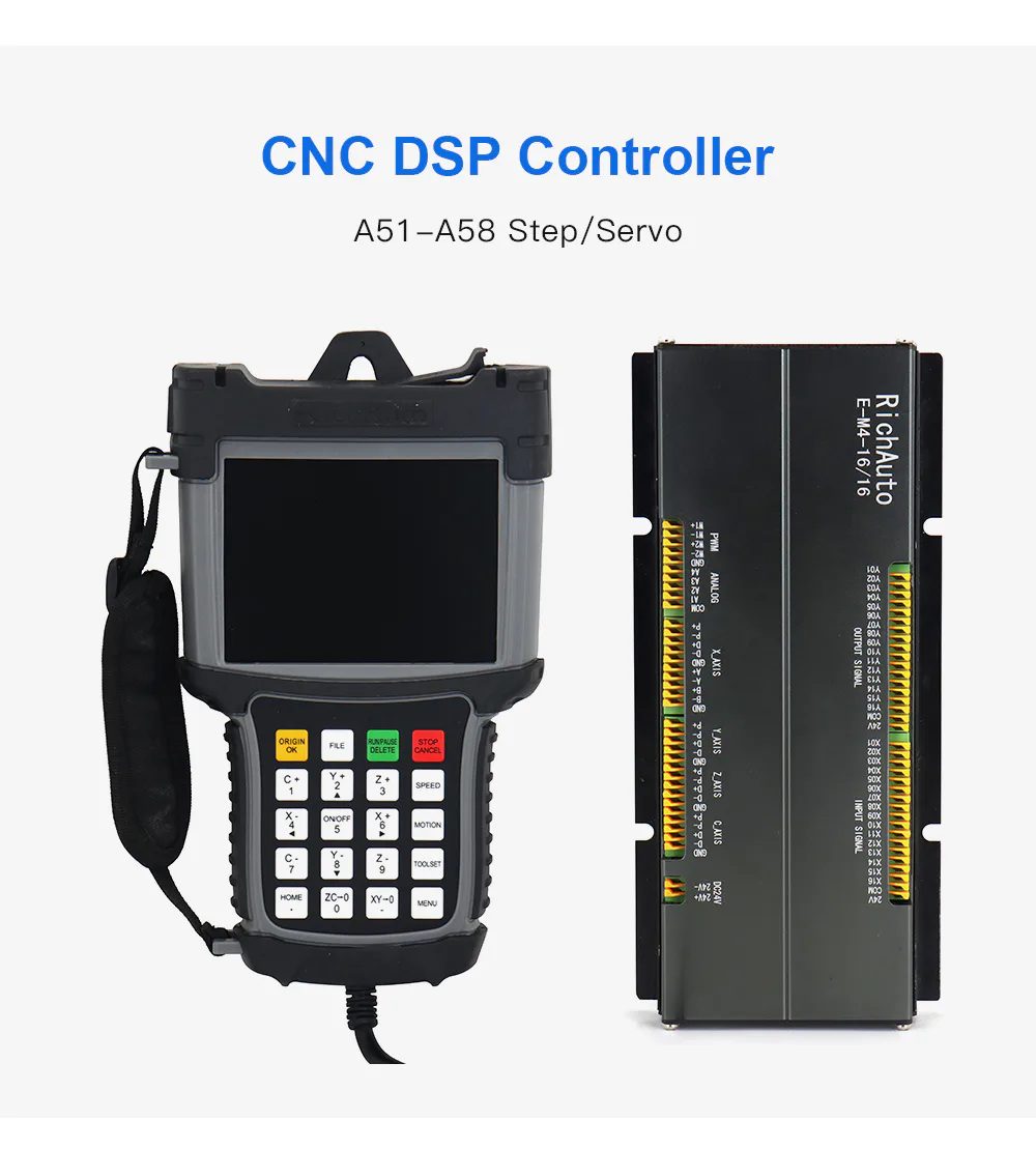 TEBAK 5Inch Multi-Color CNC DSP Controller A51 A57 A58 3/4Axis Linkage Support ATC Cylinder for CNC Router view 3