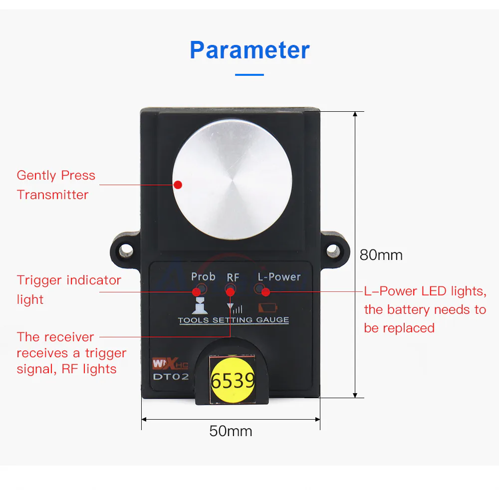TEBAK DT02 High Accuracy Tool Settle Gauge Wireless CNC Router Machine Tool Setting Gauge Height Controller view 3
