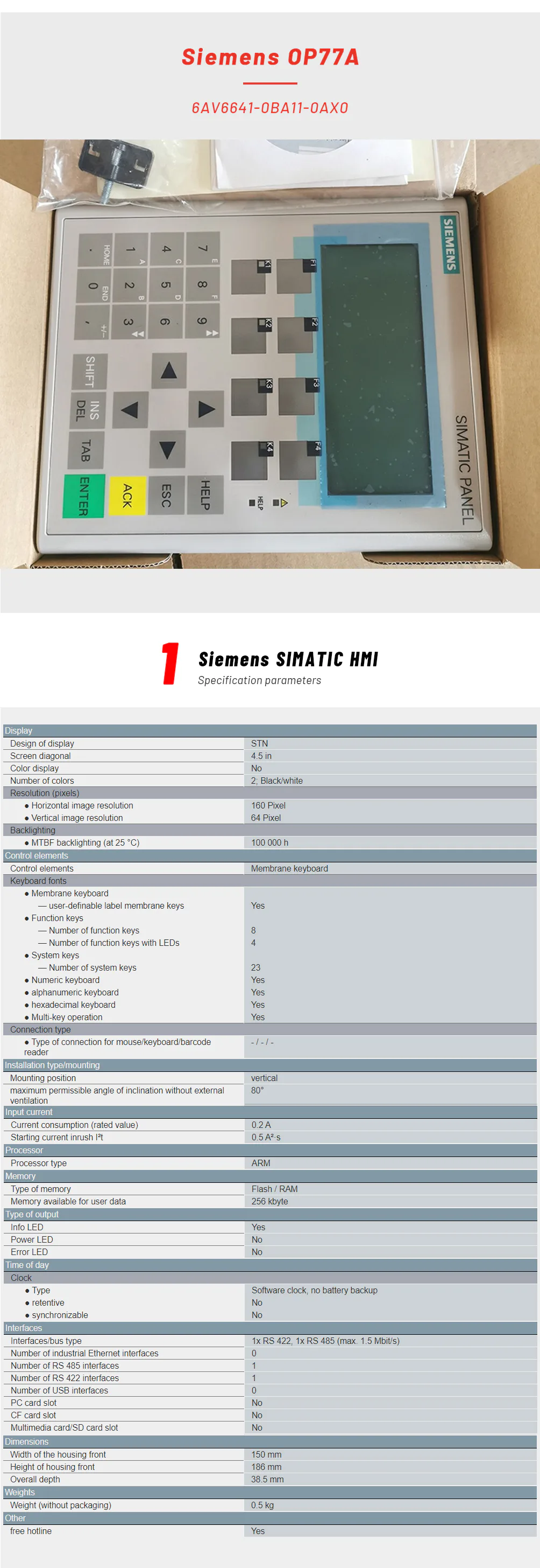 TEBAK OP77A 6AV6641-0BA11-0AX0 HMI Operator Panel Display Screen for PLC Control System view 2