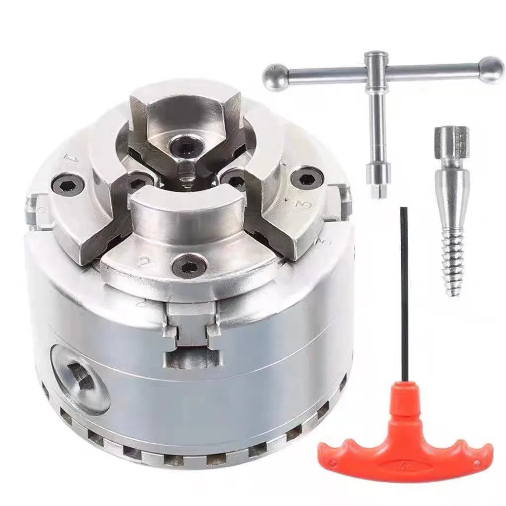 TEBAK 4-Inch 4-Jaw Self-Centering Milling Machine HT300 Material 8-60mm Clamping for Manufacturing Plant with Core Bearing Components