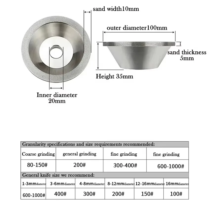 TEBAK XCJ Grinding XCJ Grinding Diamond/Cbn Grinding 100mm Grit 320 Cup Diamond Bowl Wheel Diamond Coated Concave Surface CNC Machine view 5
