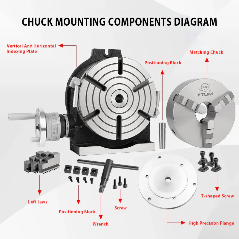 TEBAK 4 Inch Dividing Head CNC Milling Machine Universal Indexing Head With 80MM Universal 3 Jaw Chuck view 6