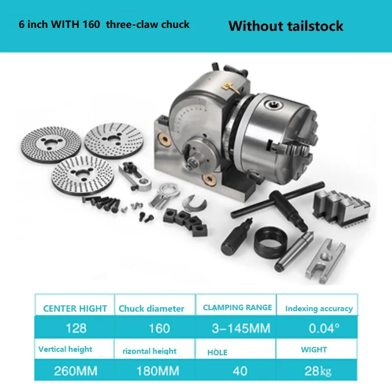 TEBAK 6 Inch WITH 160 Three-claw Chuck Milling Machine Indexing Head BS Simple Indexing Head 4 Inch 5 Inch 6 Inch 8 Inch view 3