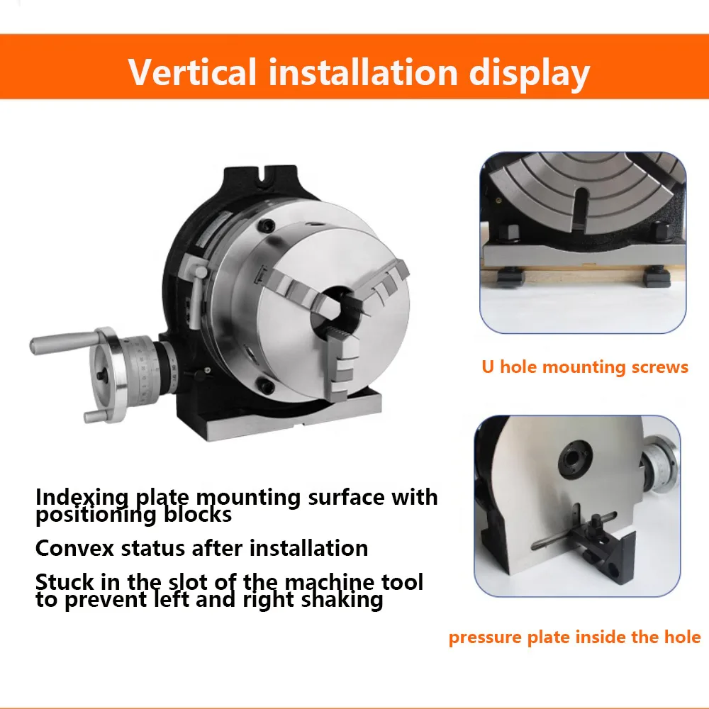 TEBAK Cnc Machine Dividing Head 4'' with 100MM Chuck 3-Jaw Chuck for CNC Milling Machine view 6