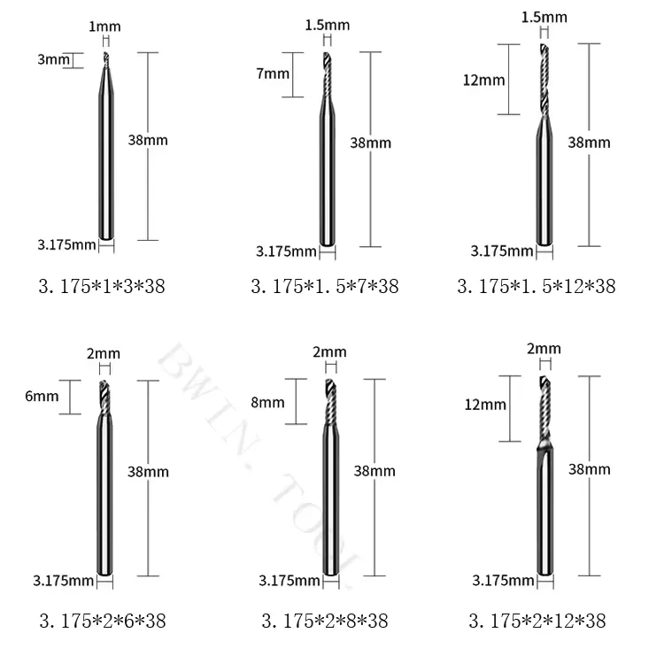 TEBAK HRC55 3.175mm Endmill Single 1 Flute CNC Router Bits Single-flute O-flute Carbide End Mill for Wood Acrylic PVC MDF view 4