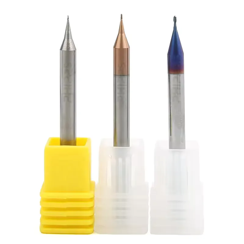TEBAK HRC65 Solid Tungsten Carbide Micro Ball Nose End Mill Milling Cutter Bits for Steel