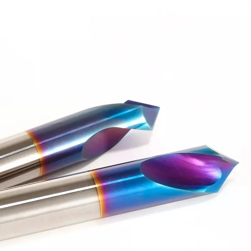TEBAK HRC65 Tungsten Carbide Fixed Point 2 Flutes Blue Nano Coating High-efficiency Chamfering Center Drill Bit 50mm view 4