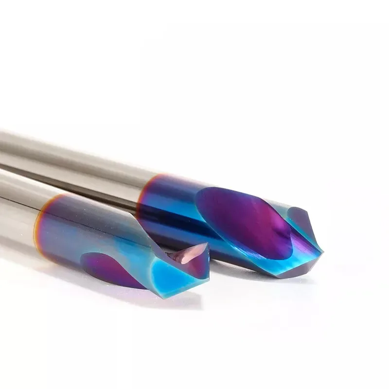 TEBAK HRC65 Tungsten Carbide Fixed Point 2 Flutes Blue Nano Coating High-efficiency Chamfering Center Drill Bit 50mm view 5