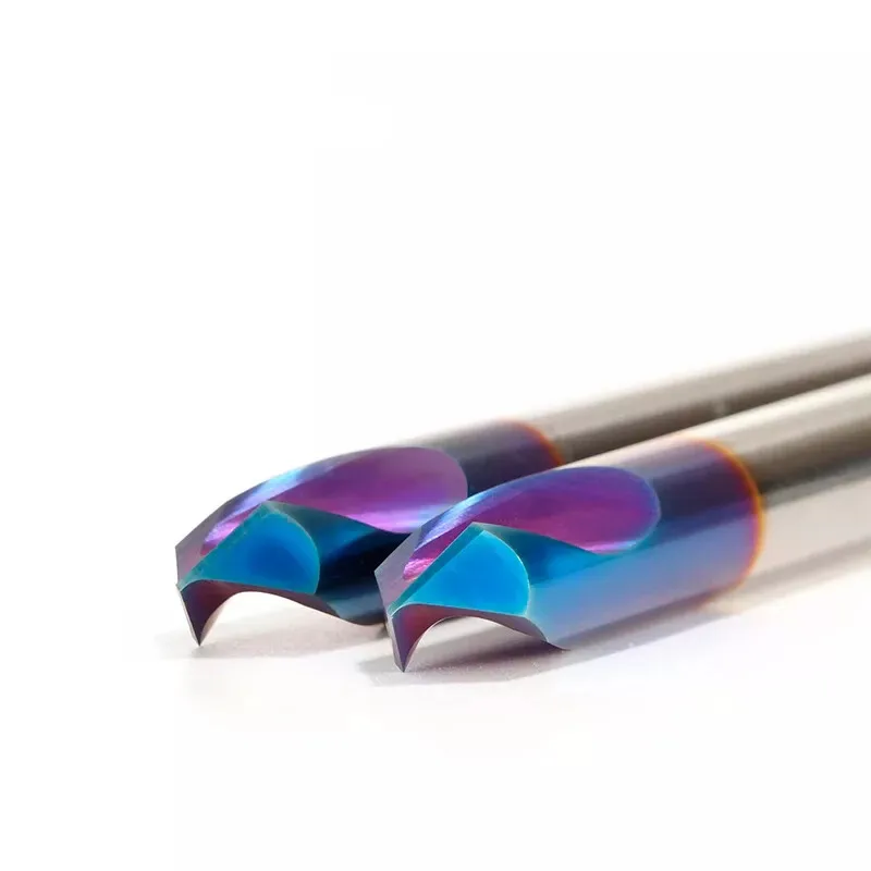 TEBAK HRC65 Tungsten Carbide Fixed Point 2 Flutes Blue Nano Coating High-efficiency Chamfering Center Drill Bit 50mm view 6