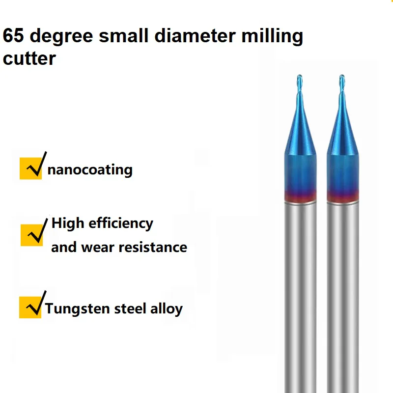 TEBAK 65° Tungsten Steel 2 Flute Cutter Flat Cemented Carbide Micro Diameter End Mill CNC Milling Tool Forming Cutter End Mill view 3