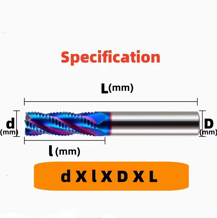TEBAK 11 12 14 16 18 20 mm Nano Blue Stainless Steel Mill Cutter 4-Flute Cutting End Milling Tool for Steel Custom & Support view 6