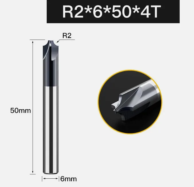 TEBAK Coated R1.5-R2.0 Corner Rounding End Mill CNC Router Bit Cutter Carbide Corner Radius End Mills view 5