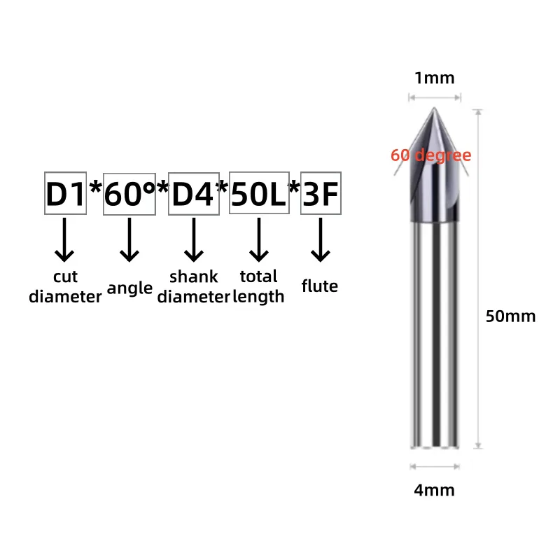 TEBAK Chamfer Milling Cutter 90/60/120 Degree Positioning Drill Endmills Both Edge Fixed Point Centering / Customizable TiCN view 3