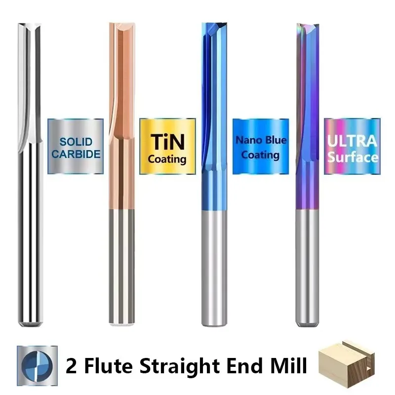 TEBAK 1/2 Inch Shank 2F 3F Solid Carbide Straight Router Bits Professional Woodworking End Mills for Precision Milling view 3