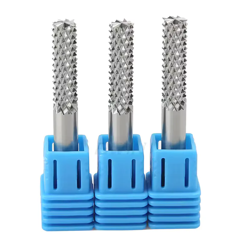TEBAK HRC55 Uncoated Solid Carbide Corn End Mill Milling Blade Cutter 3.175 CNC Router Bit for PCB Carbon Fiber Fiberglass Milling