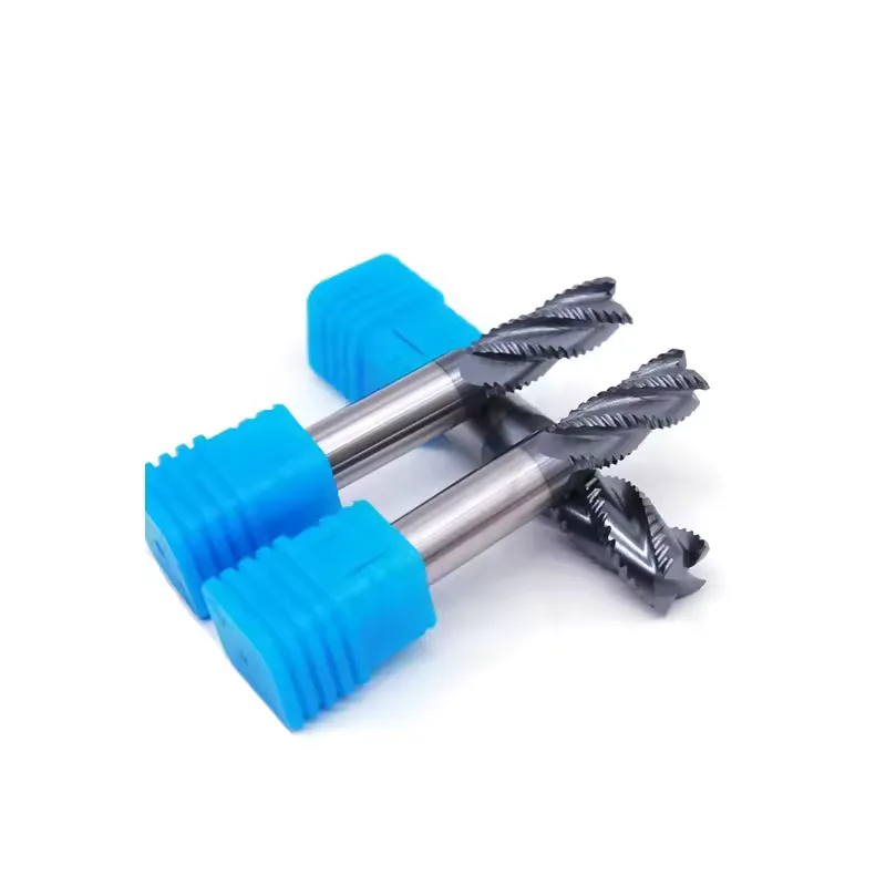 TEBAK CNC Lathe Rough End Milling Cutter Tungsten Carbide Solid 4 Flute Roughing End Mill
