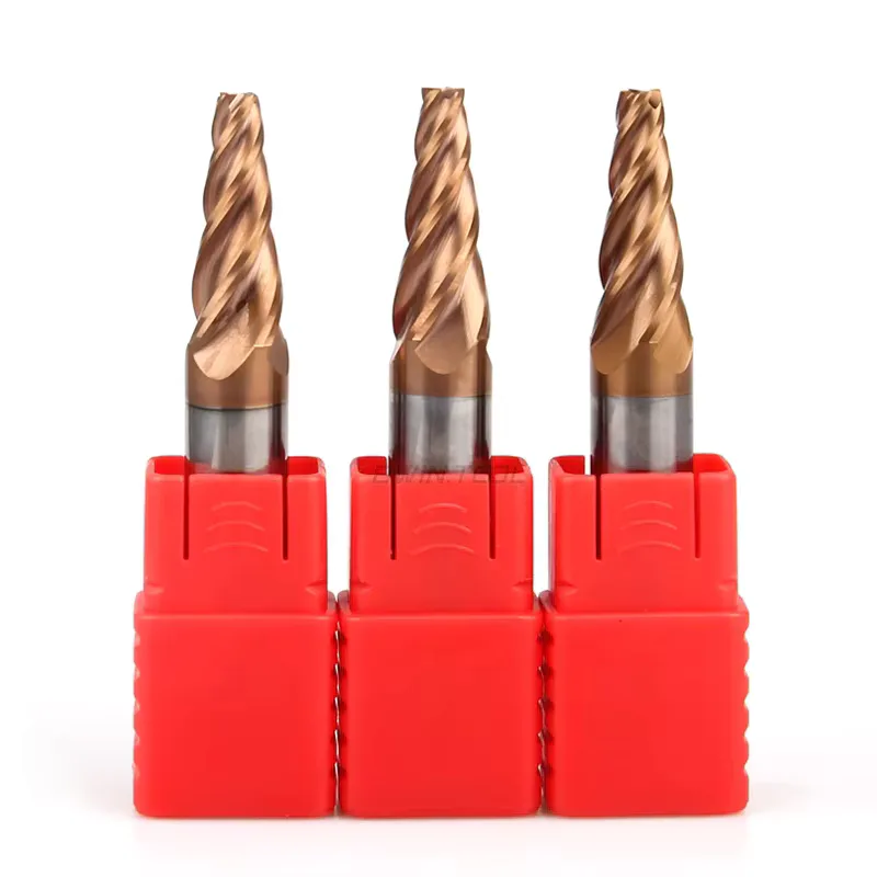 TEBAK Custom 7 Degree 4 Flutes Solid Carbide Tapered End Mill Cutter Flat view 3