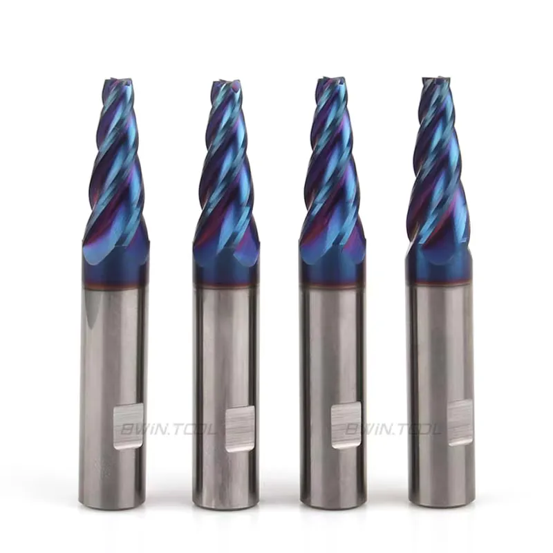 TEBAK Custom 7 Degree 4 Flutes Solid Carbide Tapered End Mill Cutter Flat view 4