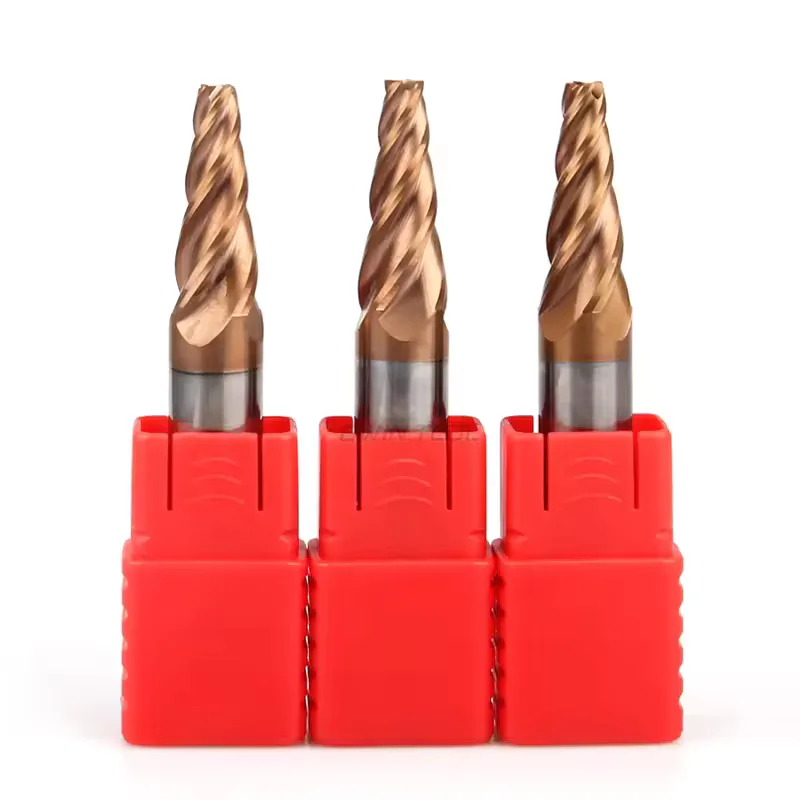 TEBAK Custom 7 Degree 4 Flutes Solid Carbide Tapered End Mill Cutter Flat