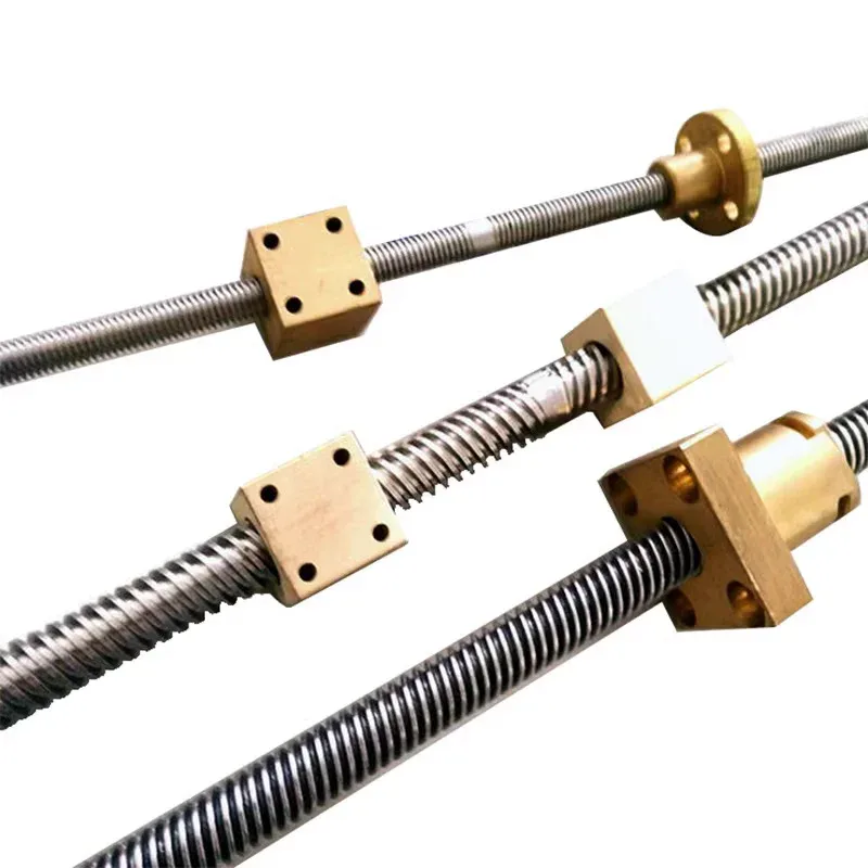 TEBAK 304 Stainless Steel Trapezoidal Screw Coarse Screw T12 16 20 25 28 30 32T Screw Round Flange Copper Nut view 5