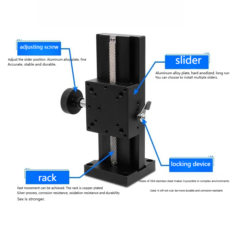 TEBAK Z-axis Manual Vertical Lifting Table LWZ25-L50 100 150 200 Dovetail Rack Sliding Table Machine Tools Accessories view 3