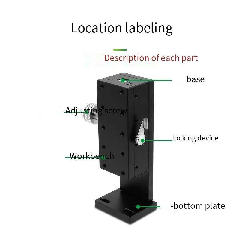 TEBAK Z-axis Manual Displacement Platform LWZ2542 4040 4060 4090 Fine Tuning Dovetail Slot Rack Pinion Slide Table Steel Material view 2
