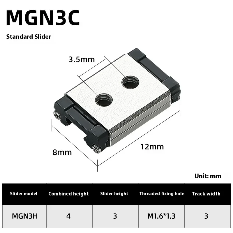 TEBAK Domestic Precision Miniature Linear Guide Rail Slider MGN / MGW 7C 9C 12C 15C Plus Long Track Alloy Steel view 4