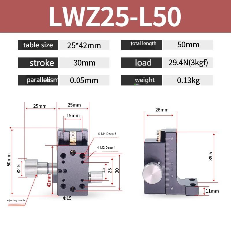 TEBAK Z-axis Manual Vertical Lifting Table LWZ25-L50 100 150 200 Dovetail Rack Sliding Table Machine Tools Accessories view 4
