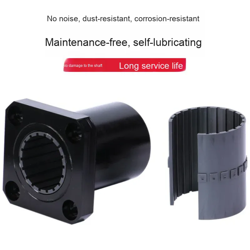 TEBAK Square Flanged Aluminum Housing Plastic Linear Bearing Engineering Plastic Fixed Seat Sliding Bushing FJUM J1-LMF LMK view 2