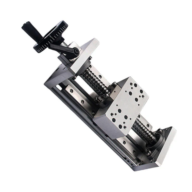 TEBAK X-axis Double Line Ball Screw Precision Fine Adjustment Slide Table Linear Guide Hand Cranked Heavy-duty Slide Table XKT150